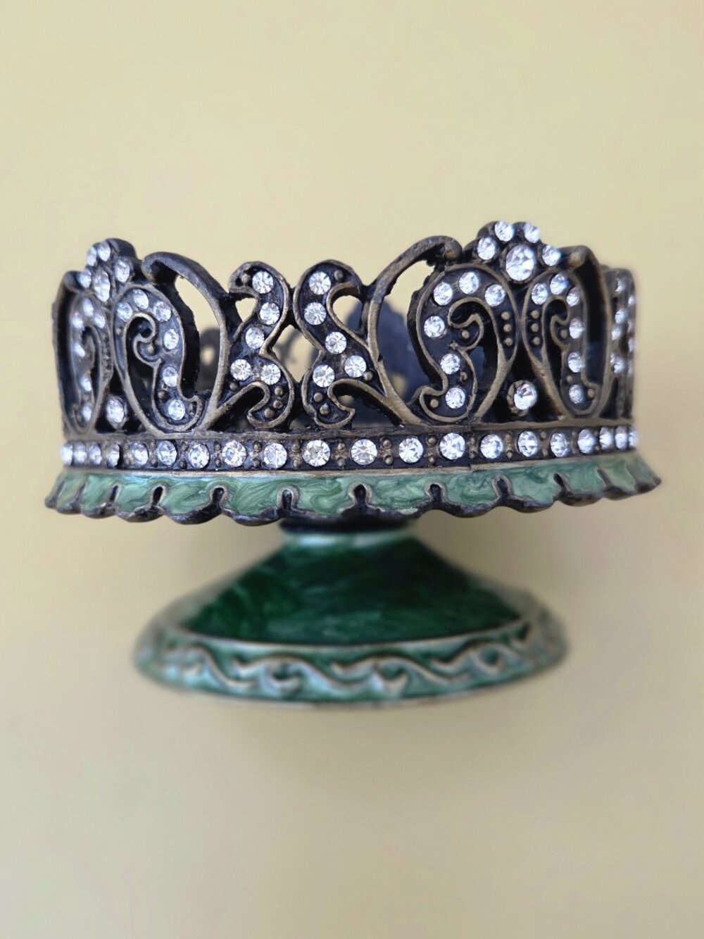 Two’s Company Austrian Crystal Pillar Candle Holder Enameled Bejeweled
